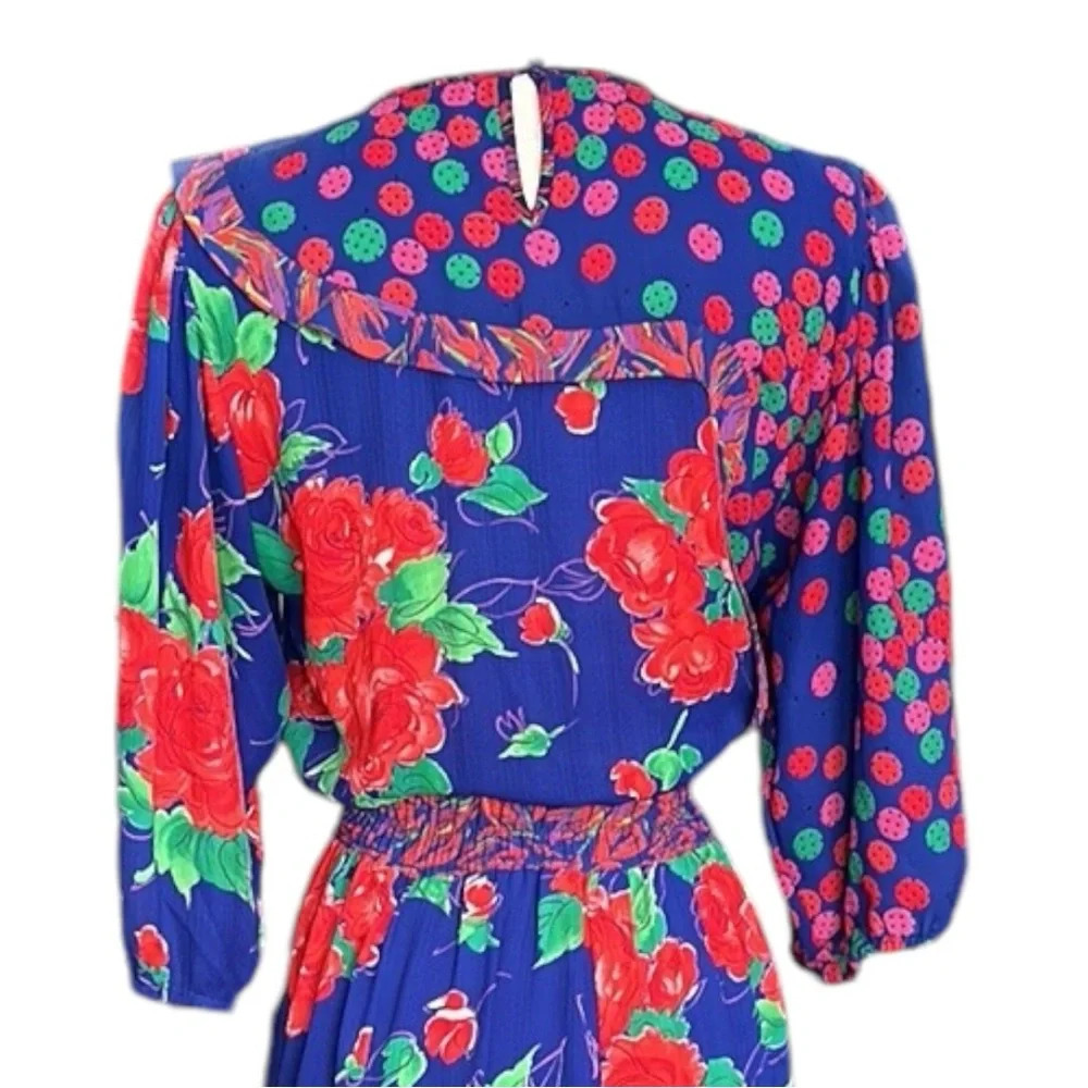 Vintage 80s ASSORTI‎ for Susan Freiss Dress MIDI Floral Cottagecore, Size XS - Picture 8 of 16